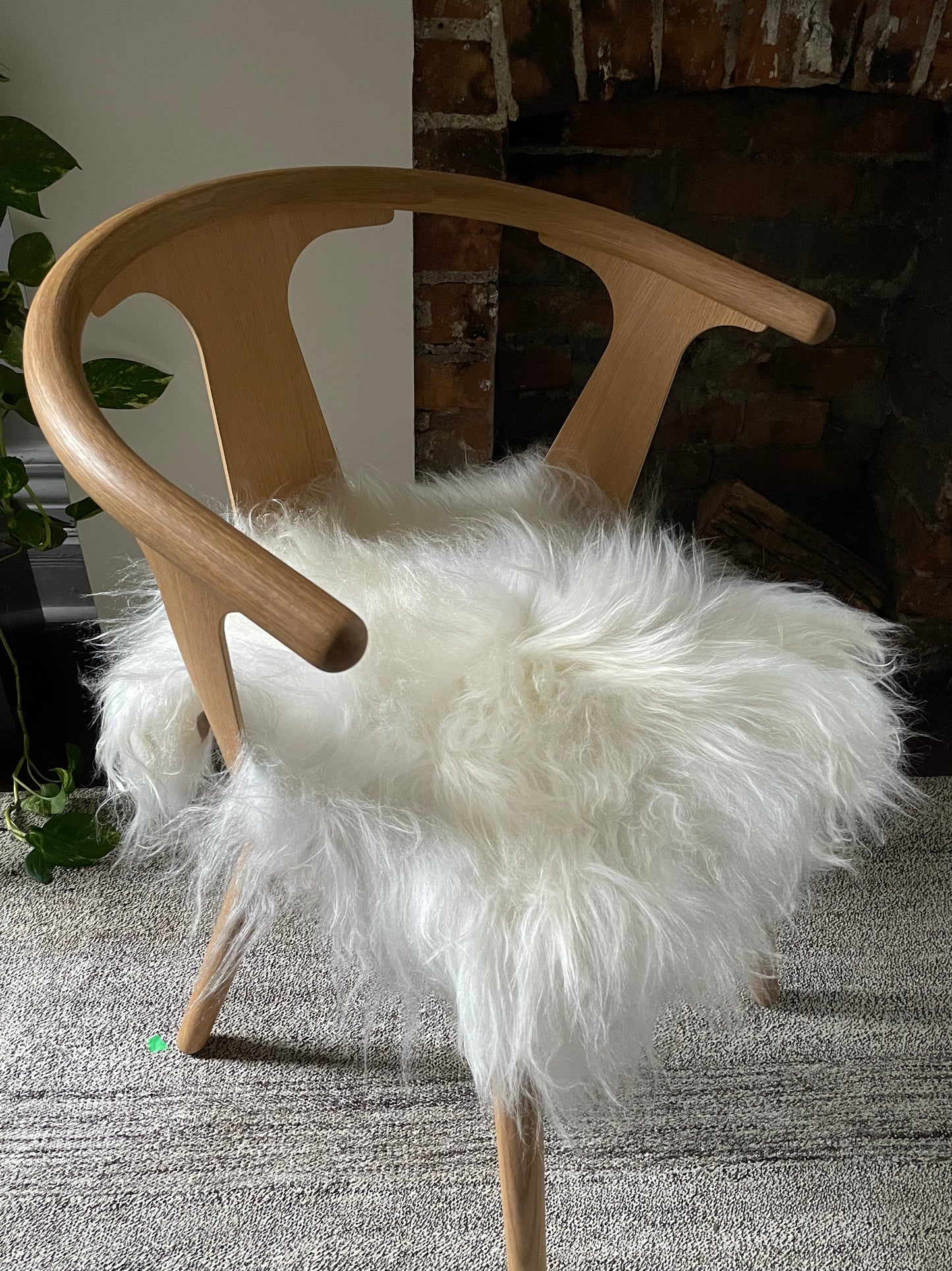 Cojín de silla de piel de oveja islandesa blanca