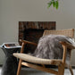 Square Taupe Icelandic Sheepskin Pillow Cover - Black Sheep (White Light)
