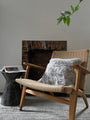 Square Shorn Linen Icelandic Sheepskin Pillow Cover - Black Sheep (White Light)