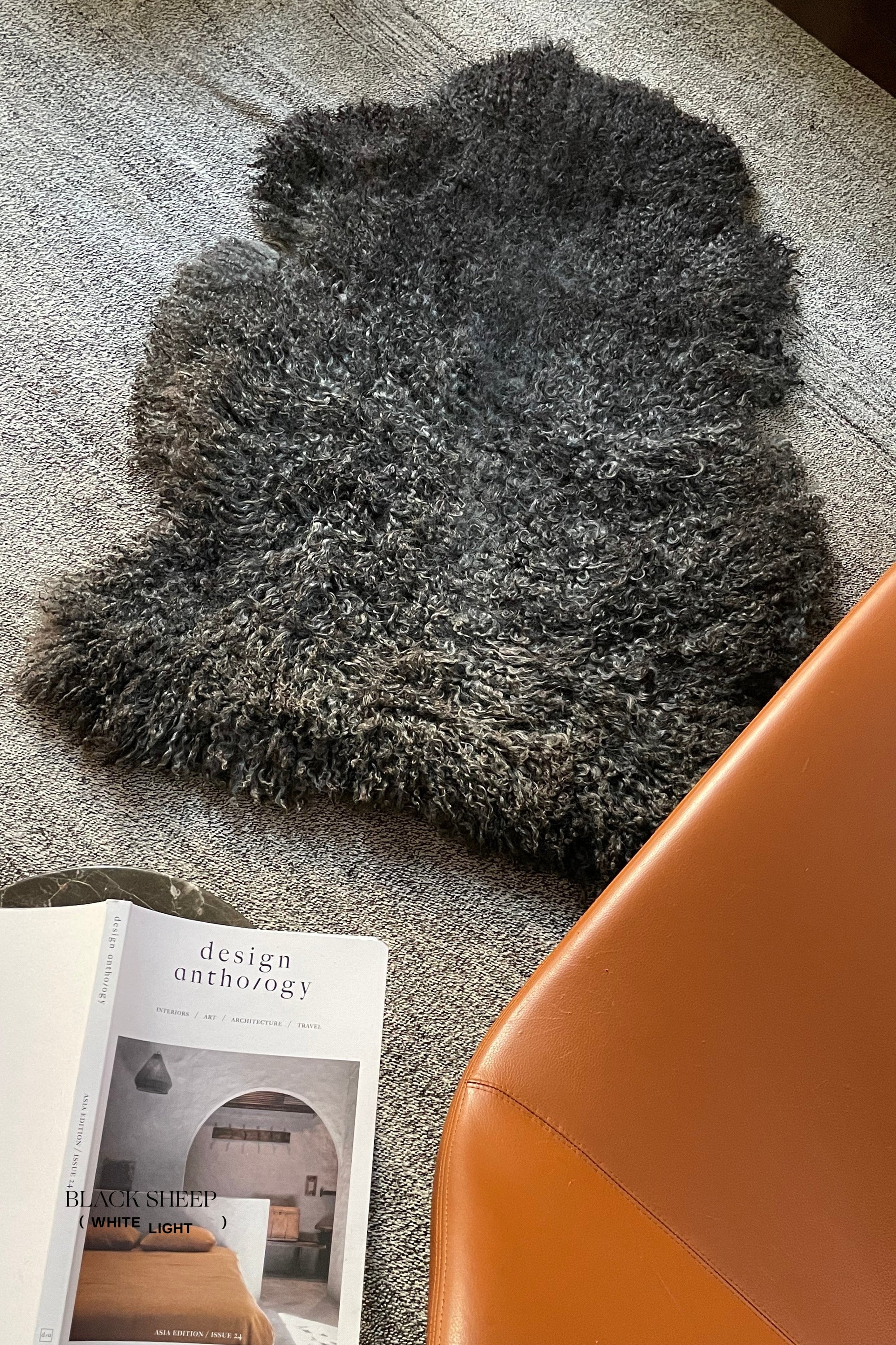 Grey Long Wool Gotland Sheepskin - Black Sheep (White Light)