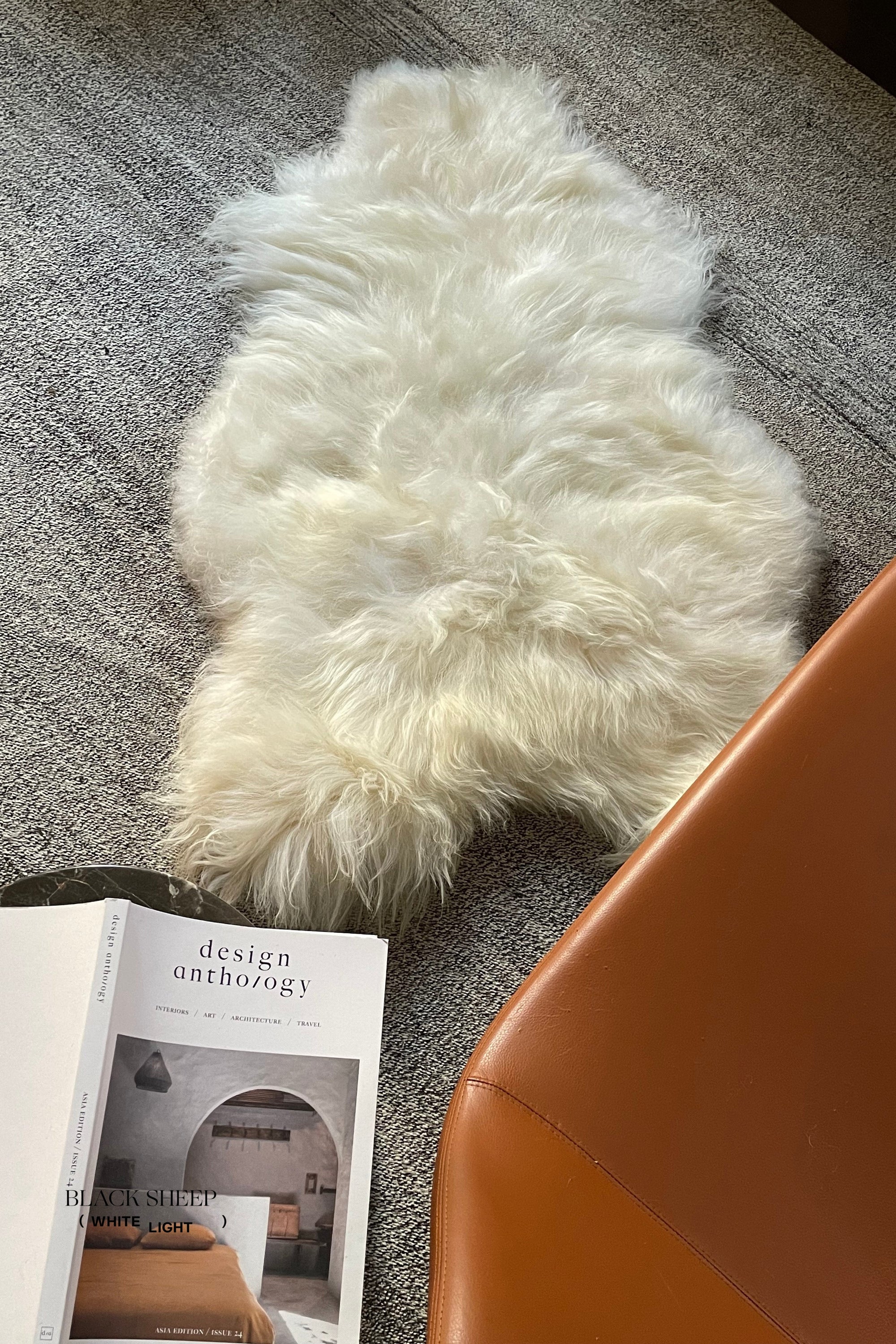 White Icelandic Sheepskin - Black Sheep (White Light)