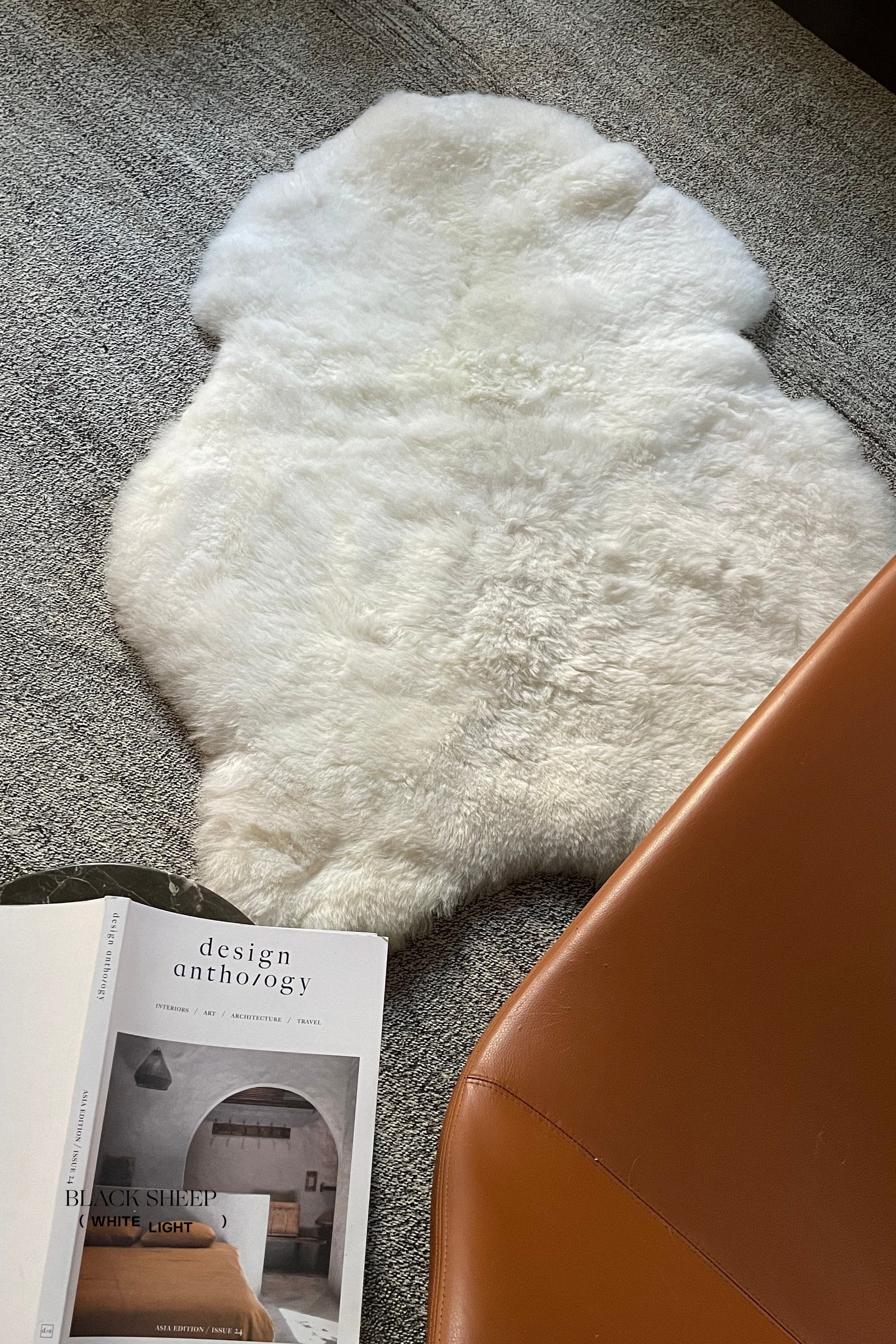 Shorn White Icelandic Sheepskin - Black Sheep (White Light)