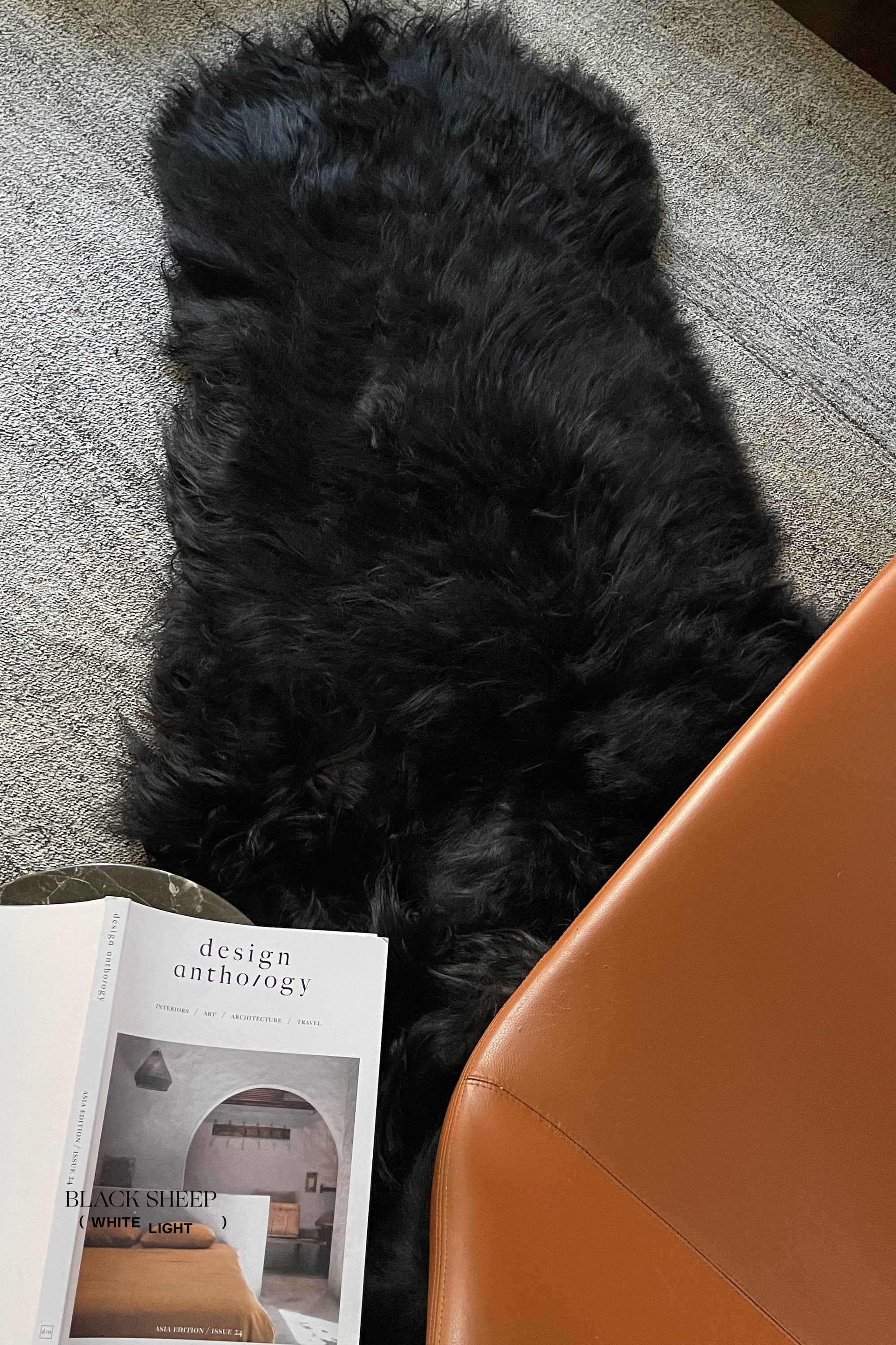 Black Double Icelandic Sheepskin - Black Sheep (White Light)