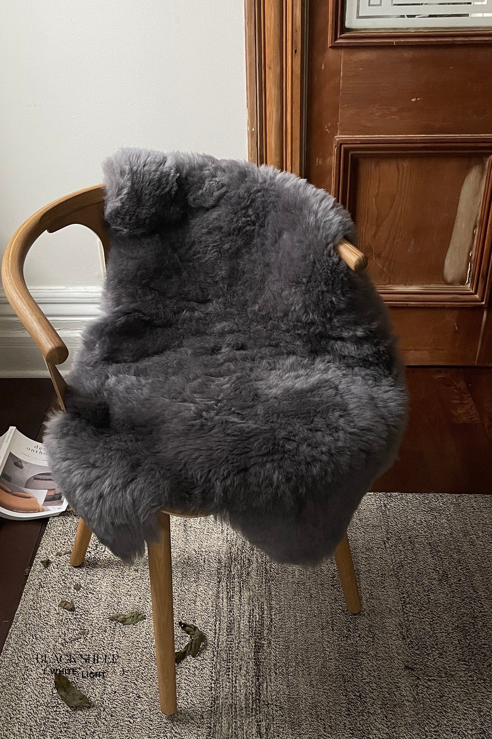 Shorn Silver Icelandic Sheepskin - Black Sheep (White Light)