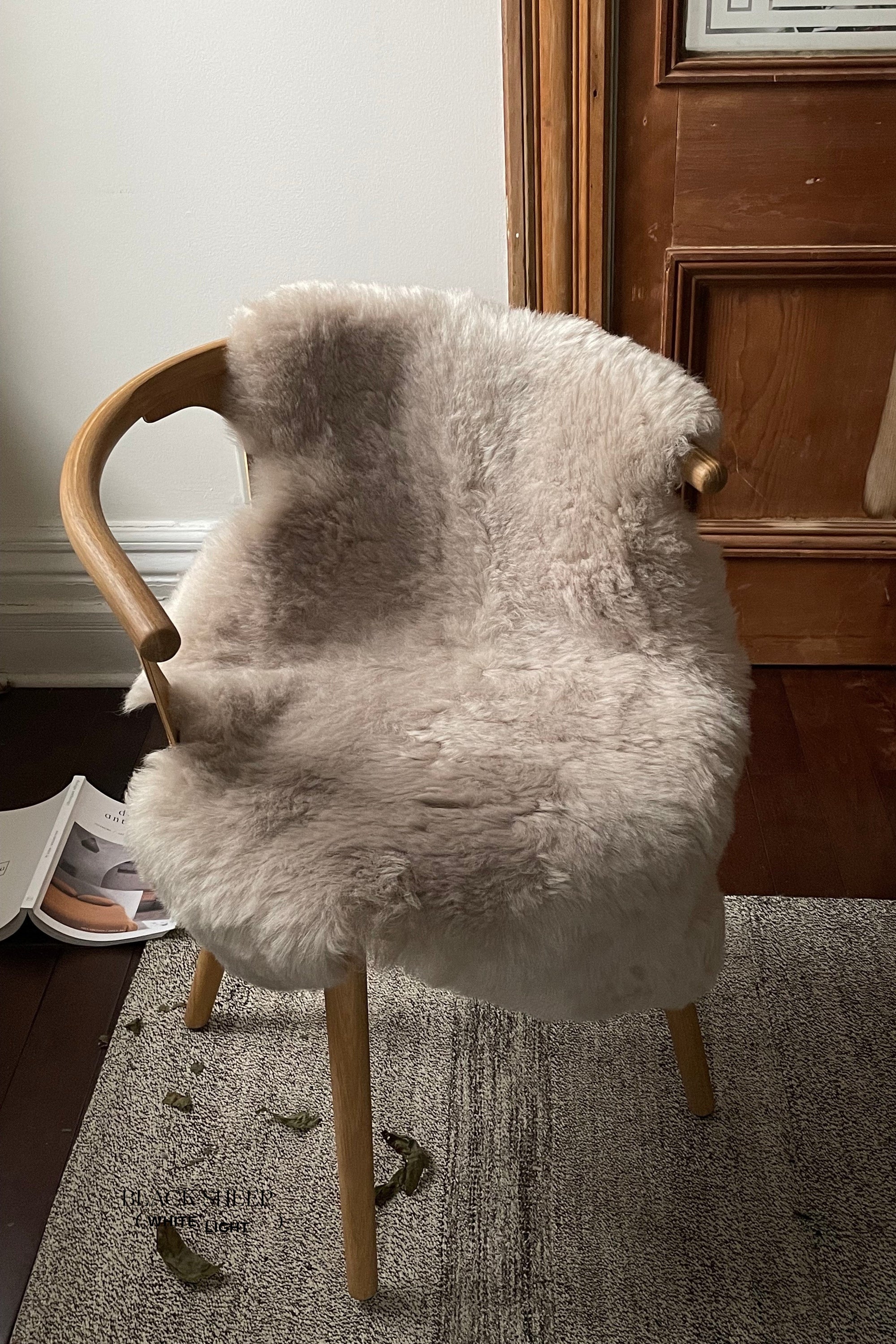 Shorn Nude Icelandic Sheepskin - Black Sheep (White Light)