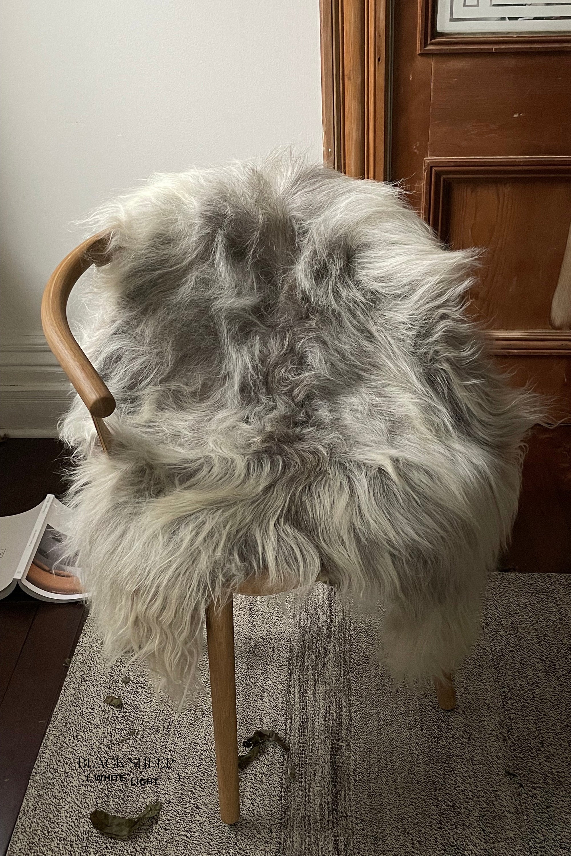 Natural Light Grey Icelandic Sheepskin - Black Sheep (White Light)