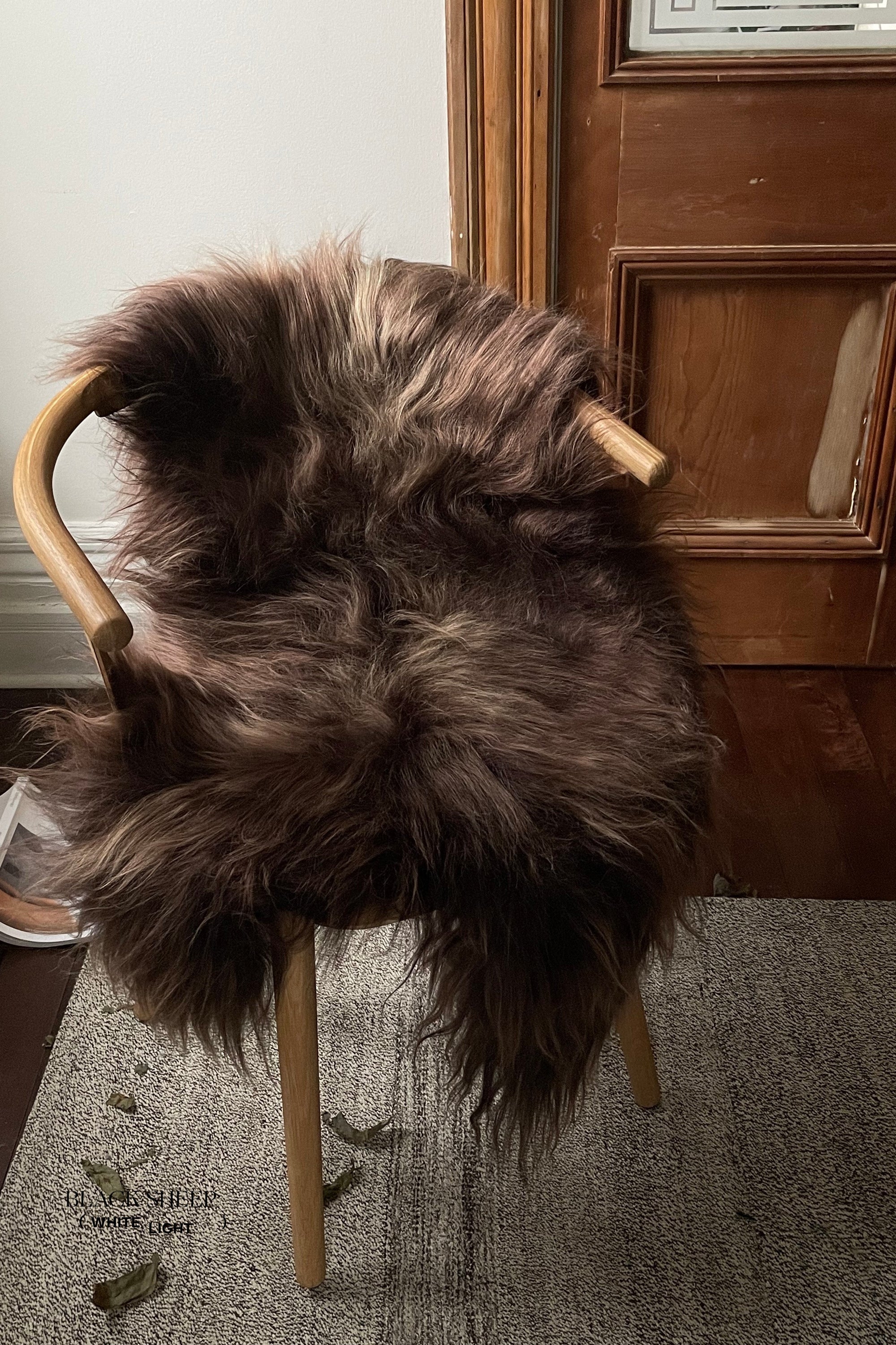 Dark Brown Icelandic Sheepskin - Black Sheep (White Light)