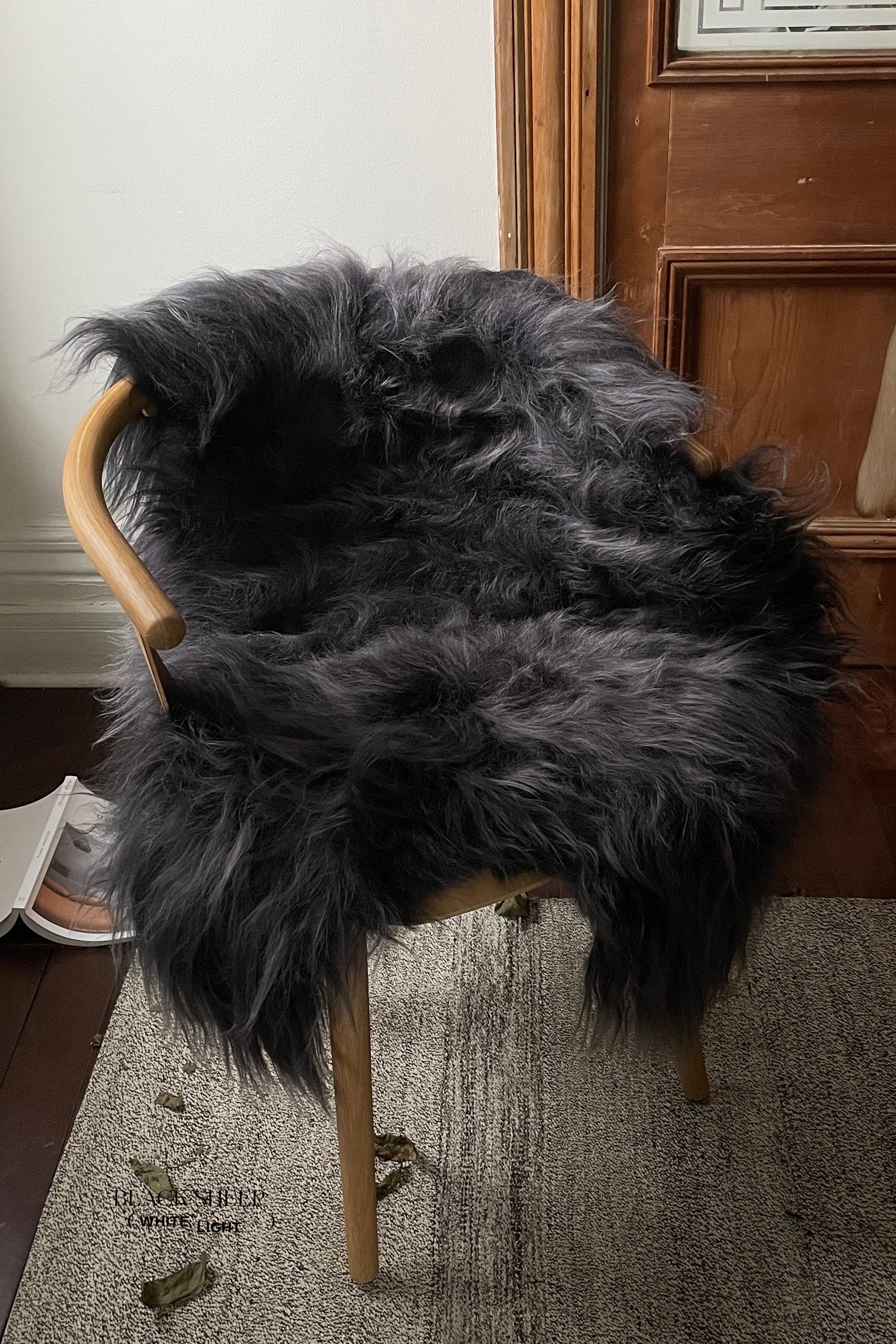 Steel Icelandic Sheepskin - Black Sheep (White Light)