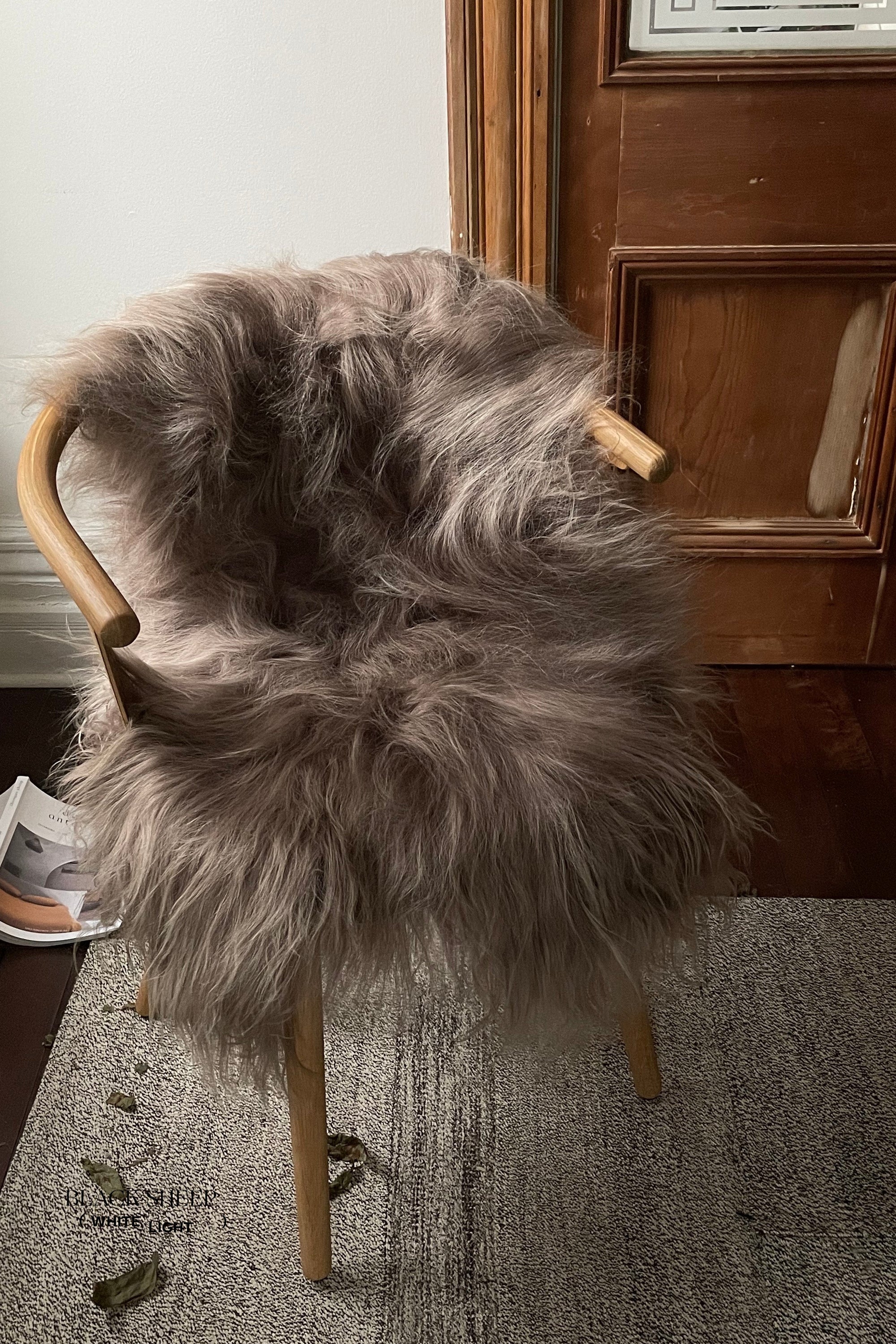 Taupe Icelandic Sheepskin - Black Sheep (White Light)