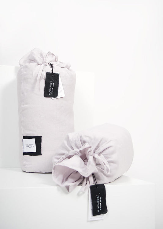 Lavender Grey Italian Linen Sheet Set - Black Sheep (White Light)