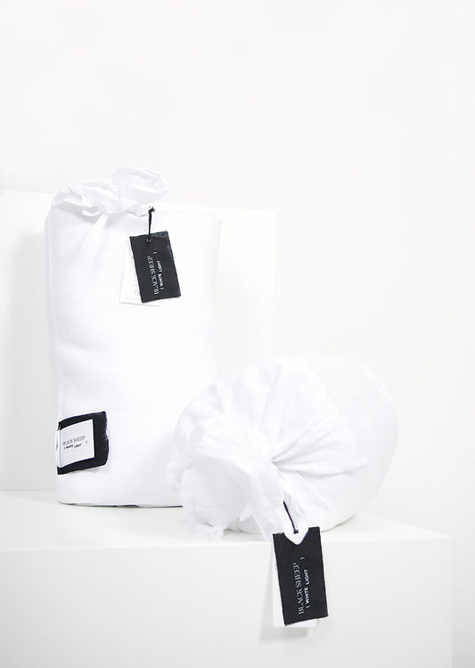 White Italian Linen Sheet Set - Black Sheep (White Light)