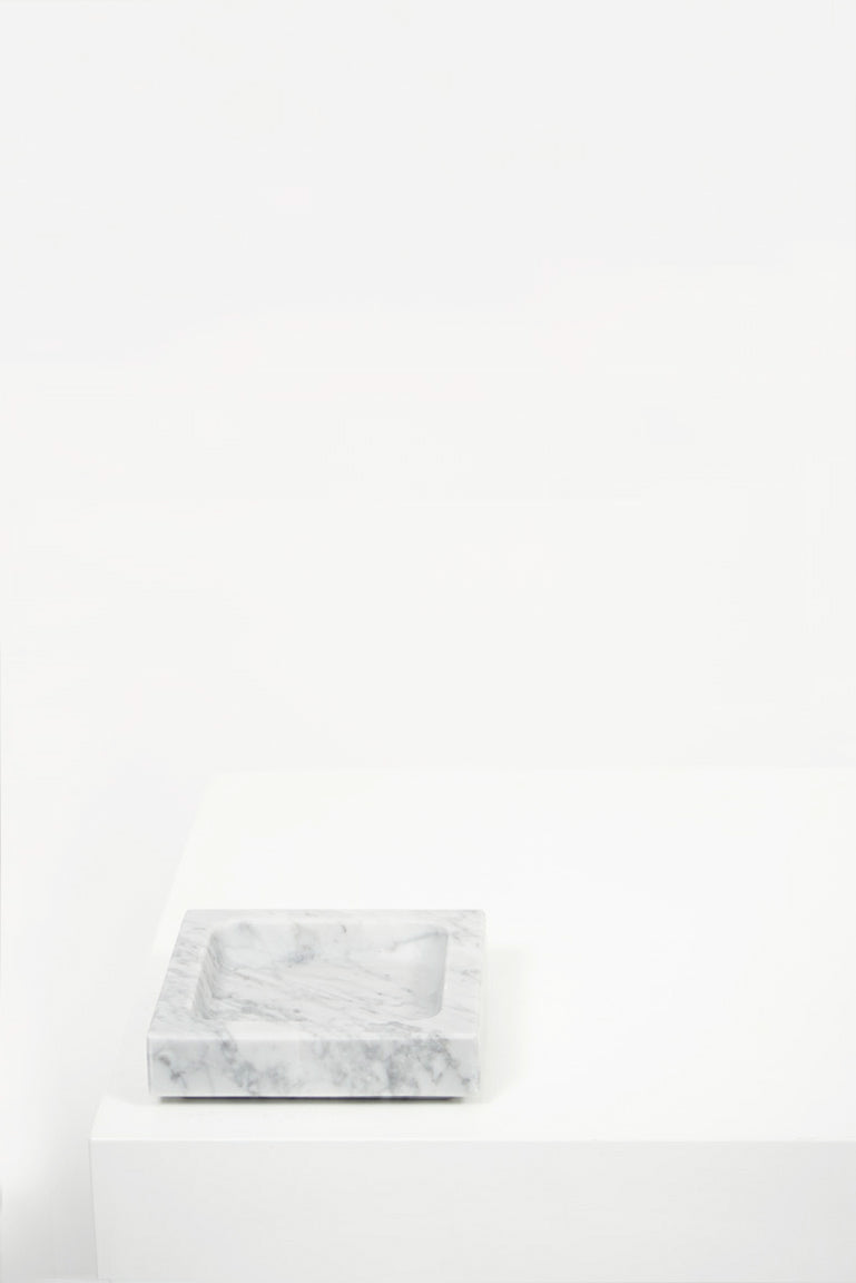 Bianco Carrara Marble Square Tray - Black Sheep (White Light)