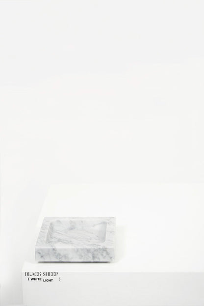 Bianco Carrara Marble Square Tray - Black Sheep (White Light)