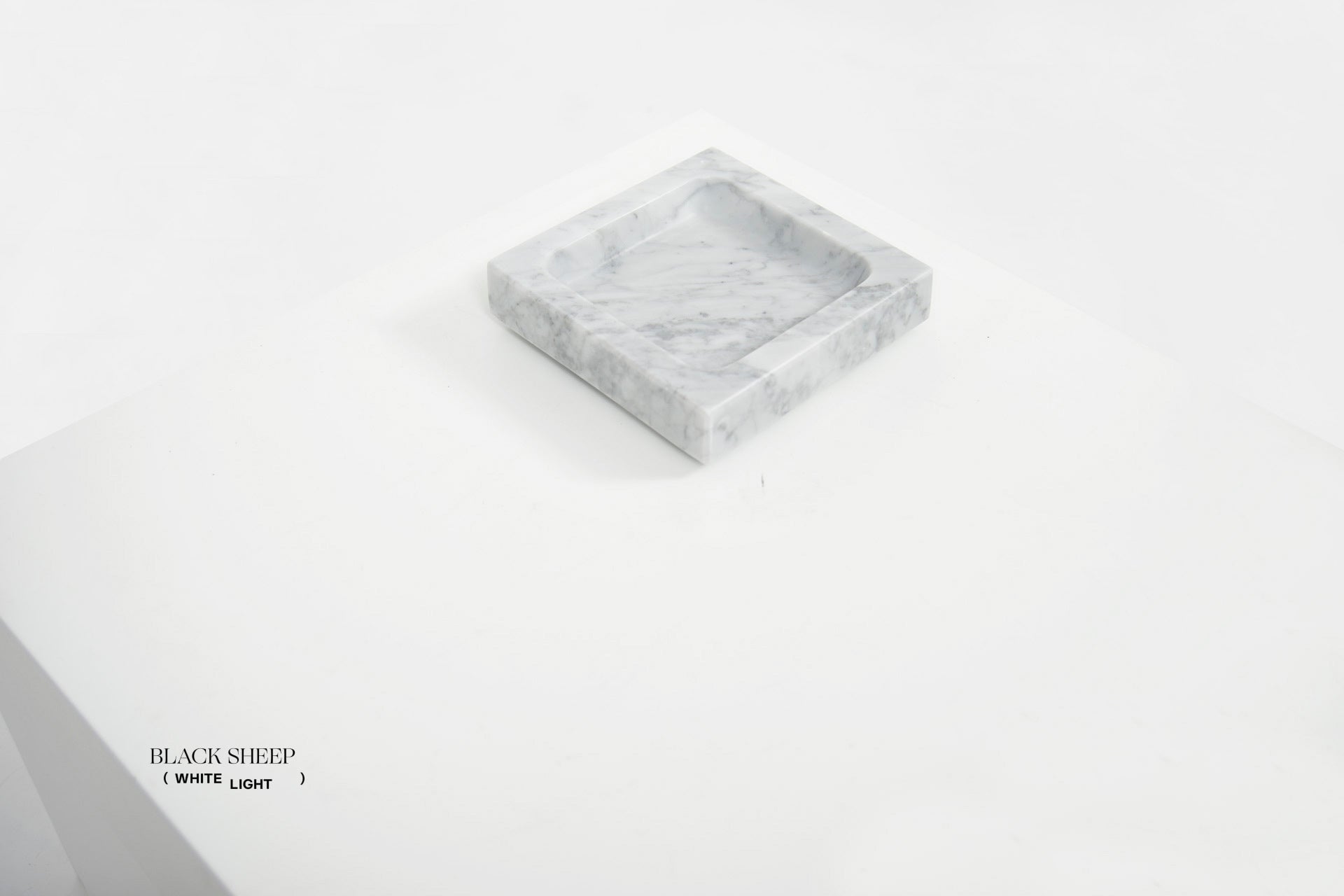 Bianco Carrara Marble Square Tray - Black Sheep (White Light)