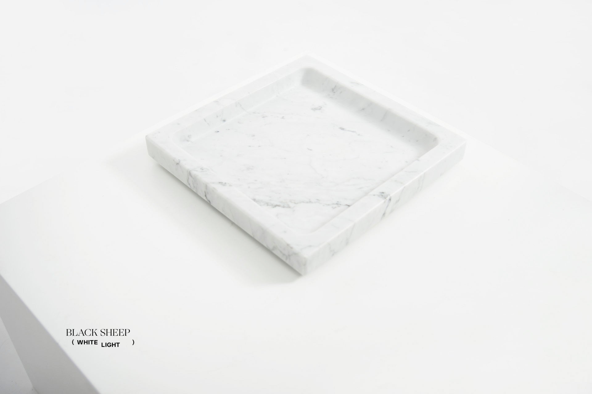 Bianco Carrara Marble Square Tray - Black Sheep (White Light)