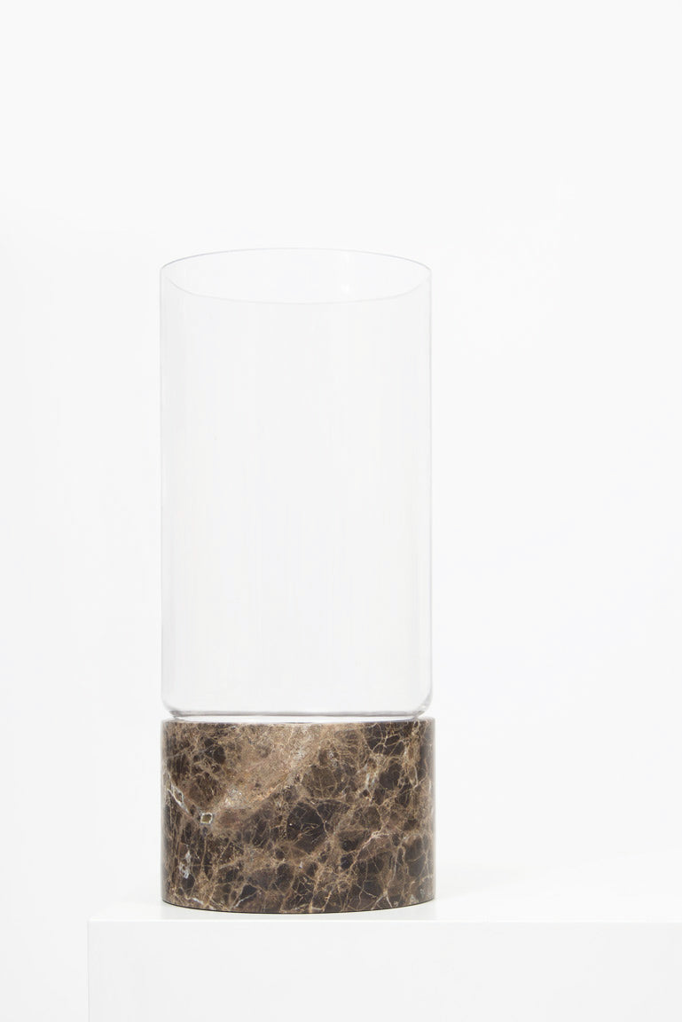 Dark Emperador Marble and Glass Vase - Black Sheep (White Light)