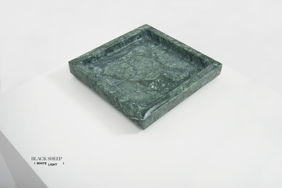 Empress Green Marble Square Tray - Black Sheep (White Light)