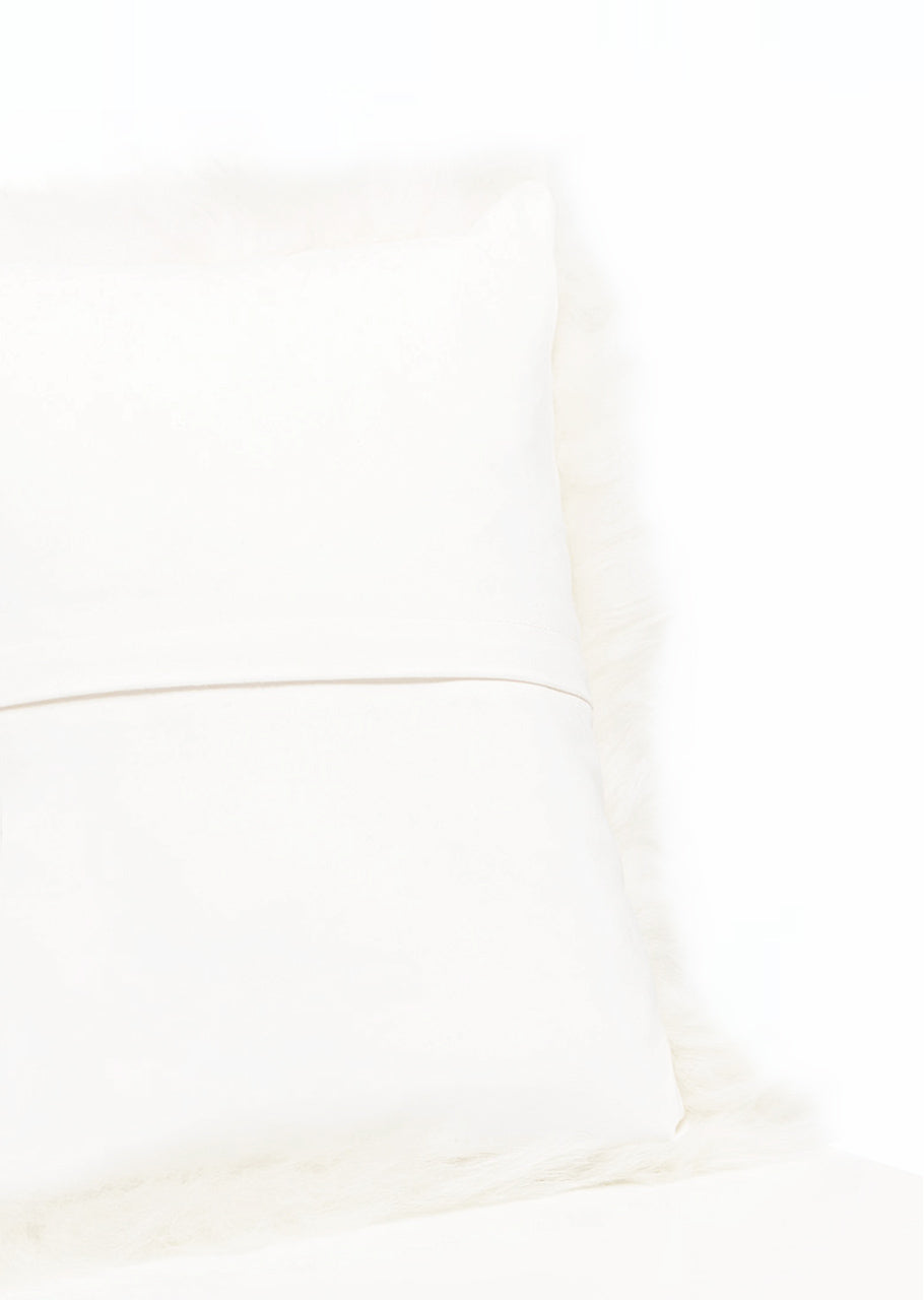 Rectangular Shorn White Icelandic Sheepskin Pillow Cover - Black Sheep (White Light)