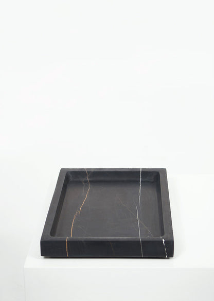 Lauren Black Marble Large Rectangular Tray - Black Sheep (White Light)