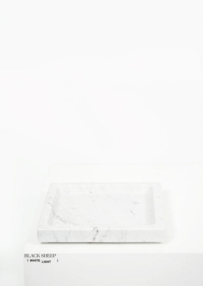 Bianco Carrara Marble Square Tray - Black Sheep (White Light)