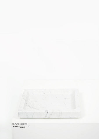 Bianco Carrara Marble Square Tray - Black Sheep (White Light)