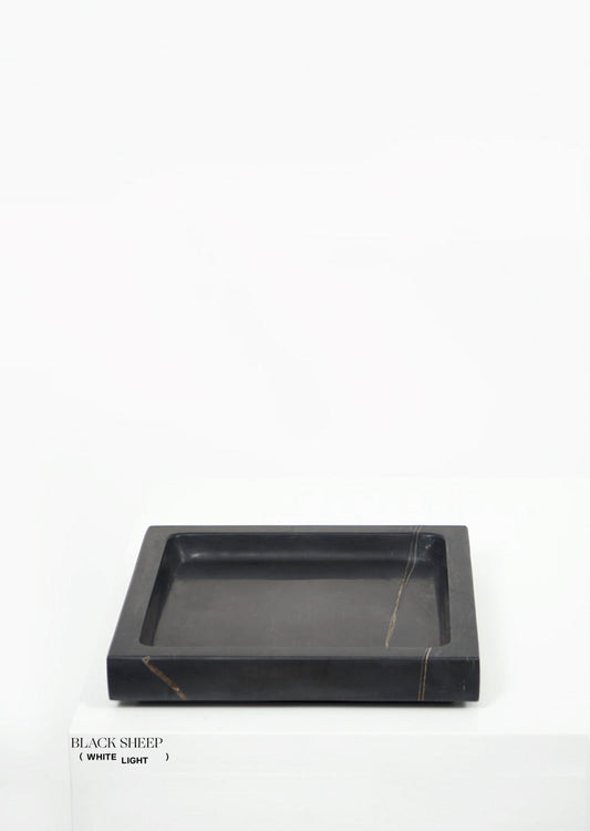Lauren Black Marble Square Tray - Black Sheep (White Light)