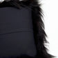 Square Black Icelandic Sheepskin Pillow Cover - Black Sheep (White Light)