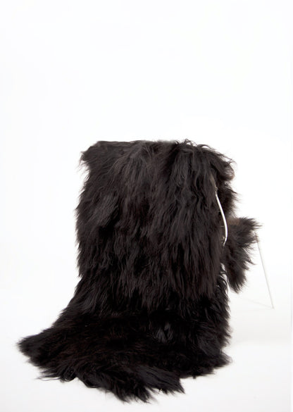 Double Black Icelandic Sheepskin - Black Sheep (White Light)