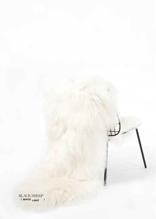 Double White Icelandic Sheepskin - Black Sheep (White Light)
