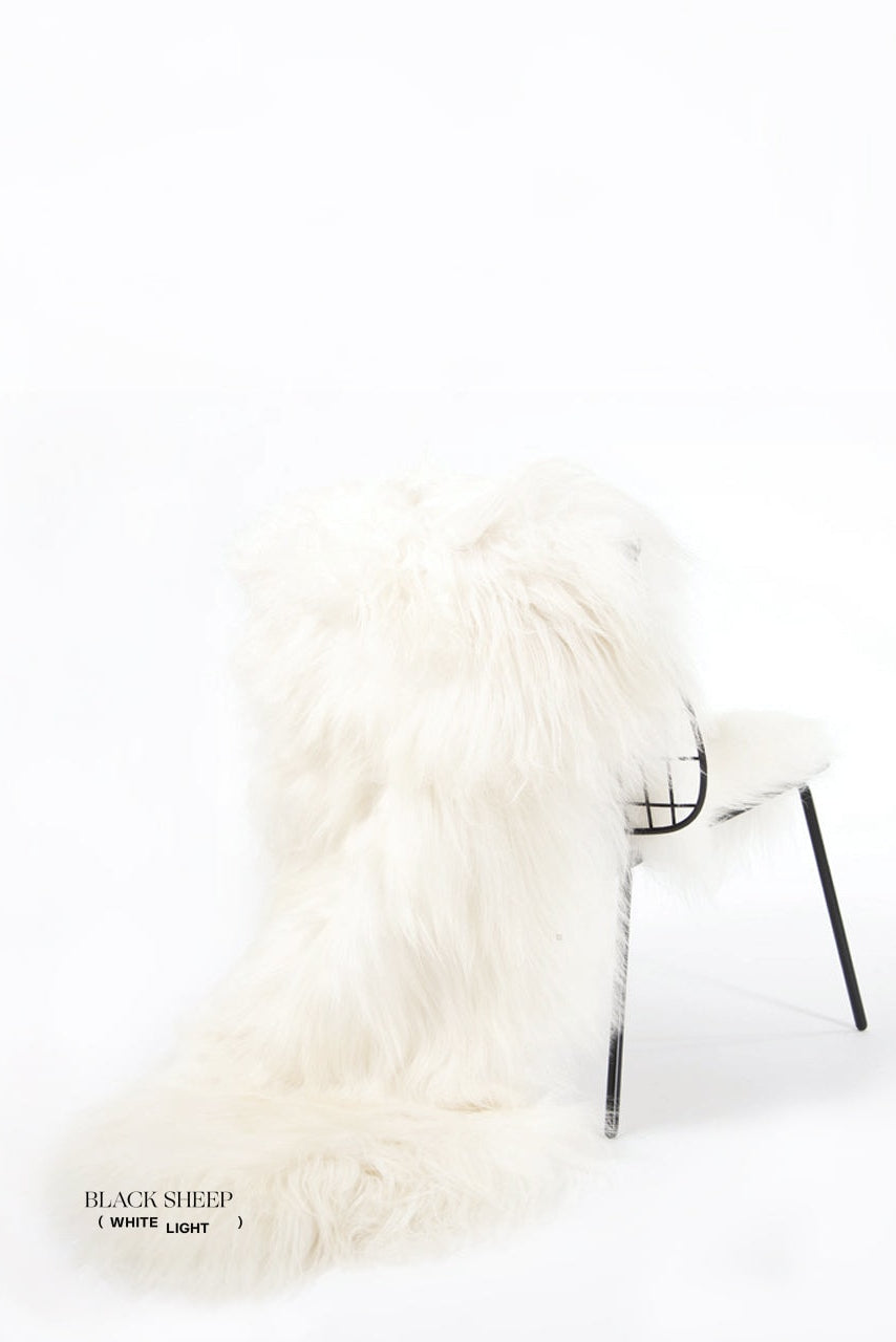 Double White Icelandic Sheepskin - Black Sheep (White Light)