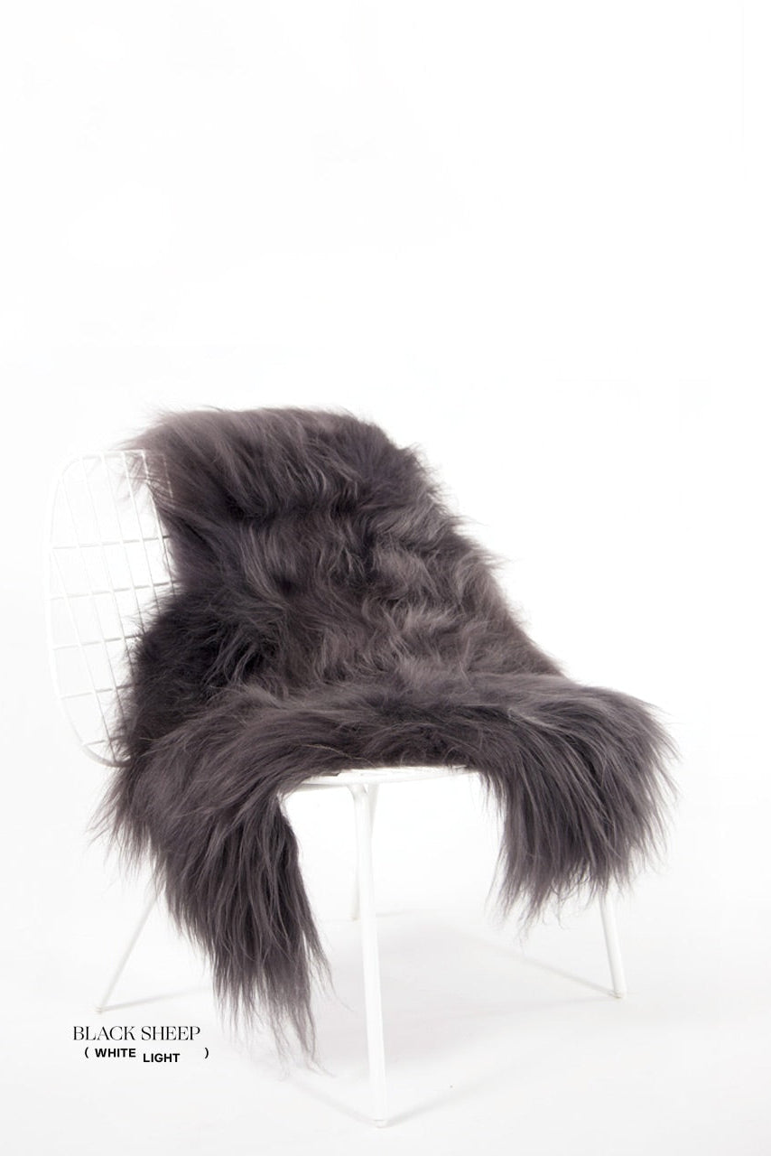 Steel Icelandic Sheepskin - Black Sheep (White Light)
