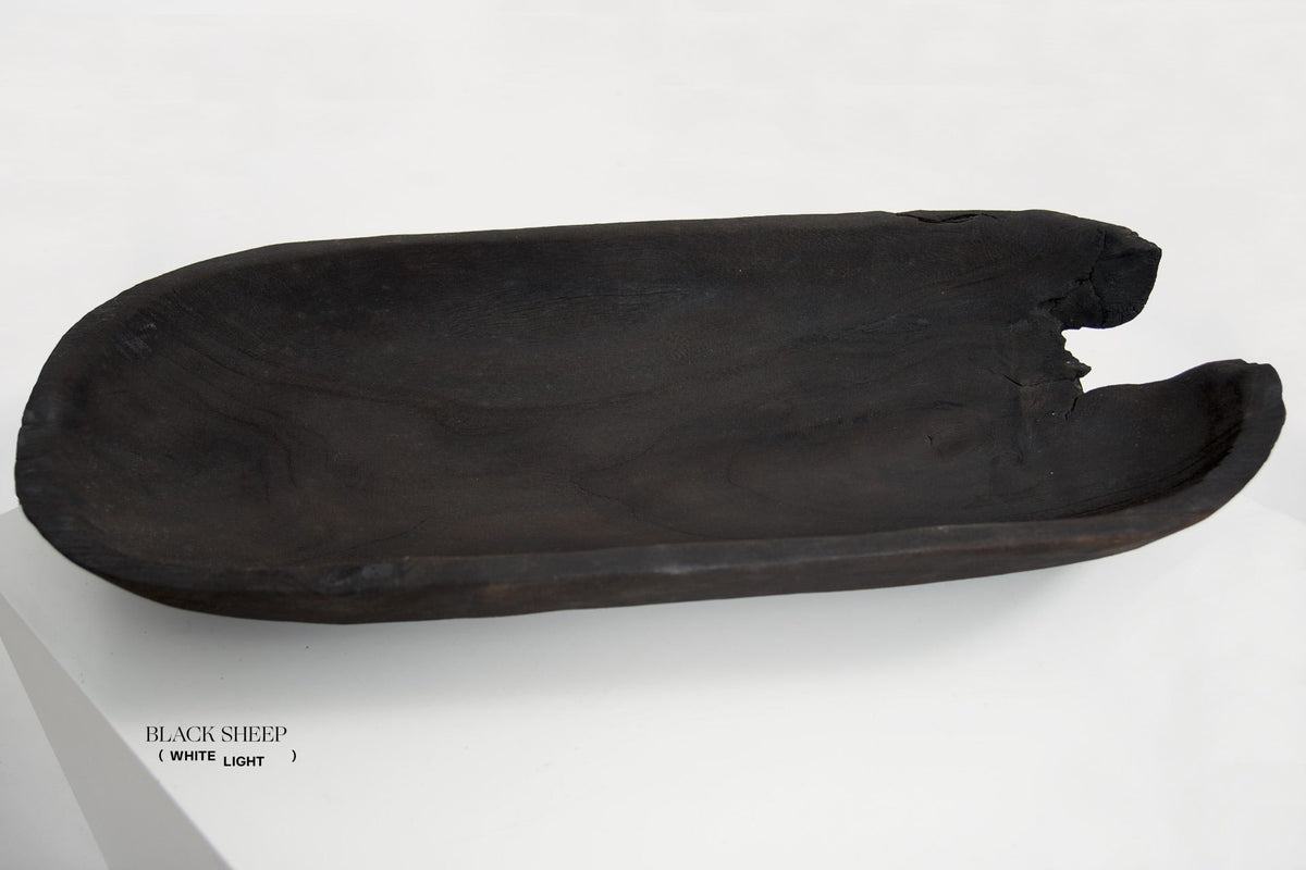 Burnt Teak Oval Vessel - Black Sheep (White Light)