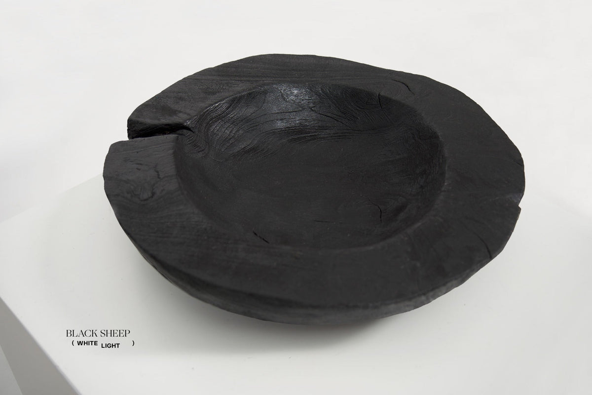 Burnt Teak Round Vessel - Black Sheep (White Light)