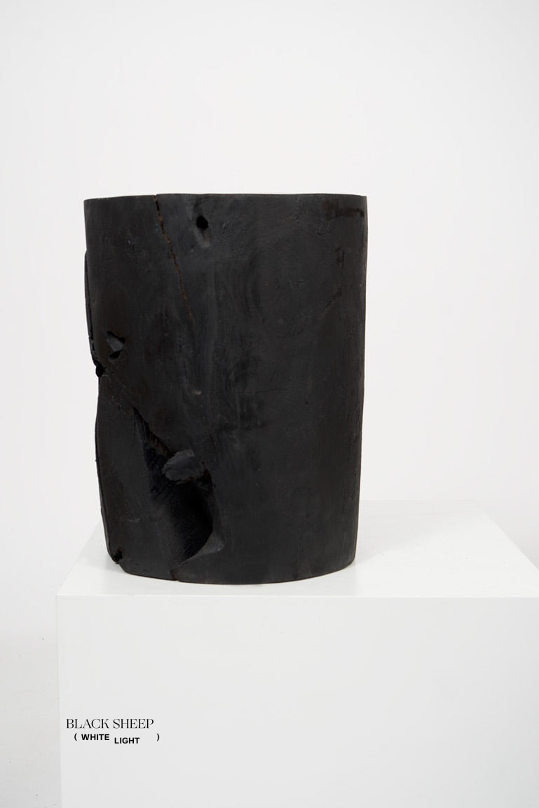 Burnt Teak Round Side Table - Black Sheep (White Light)