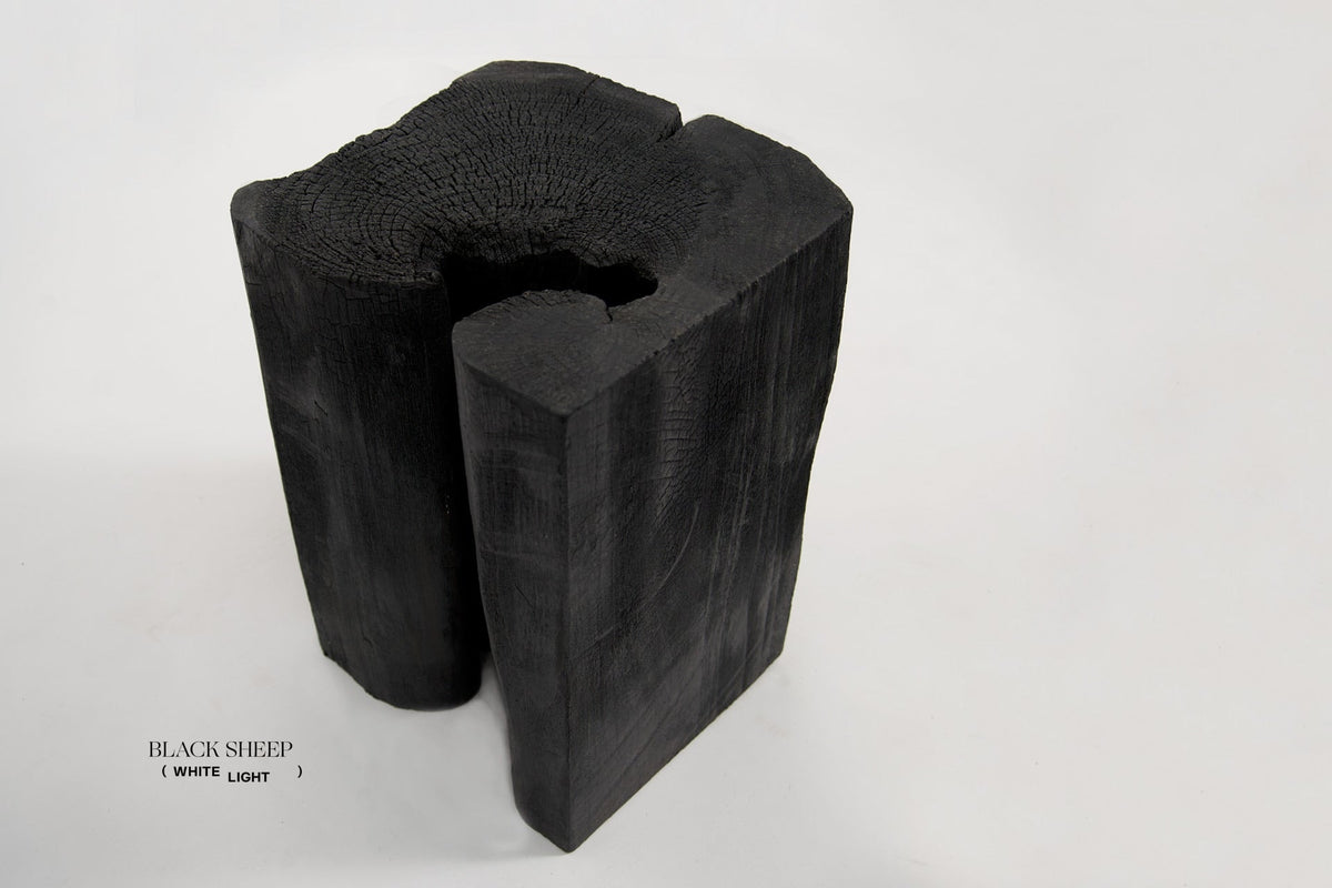 Burnt Teak Square Side Table - Black Sheep (White Light)