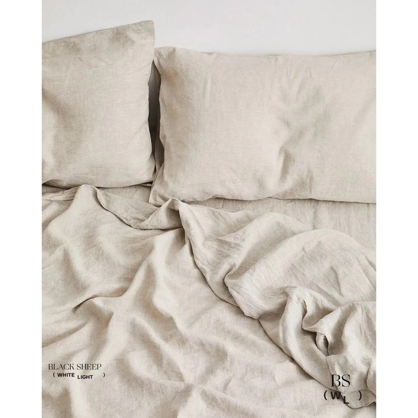 Sand Italian Linen Sheet Set - Black Sheep (White Light)