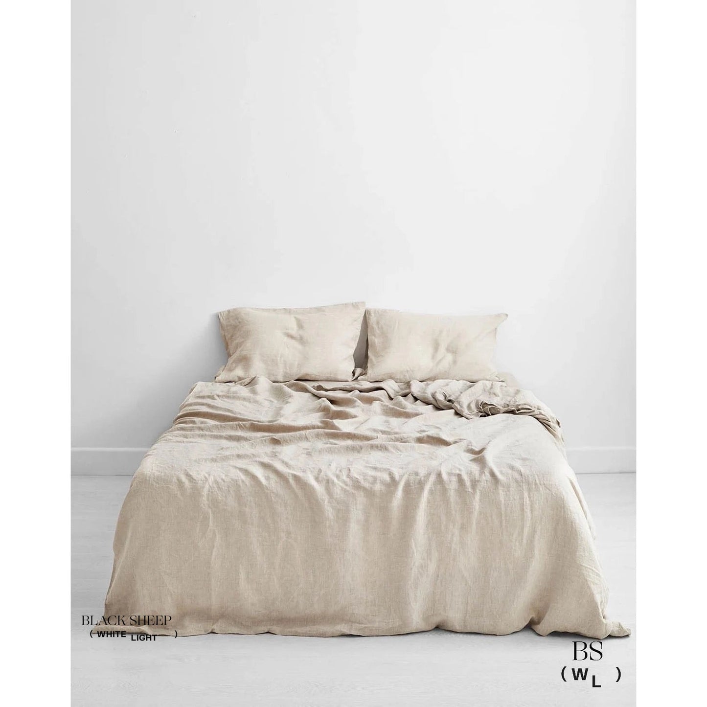 Sand Italian Linen Sheet Set - Black Sheep (White Light)